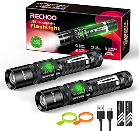 Rechargeable Flashlight Pack Rechoo Double Switch Led Tactical