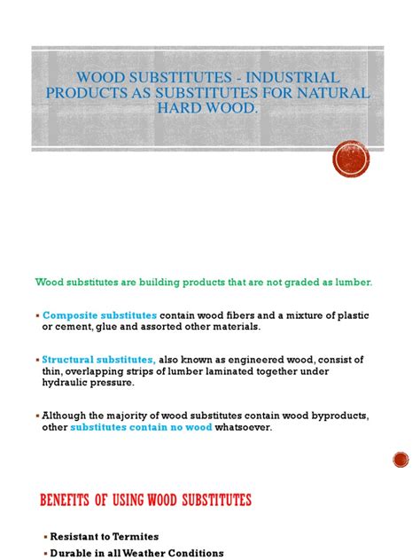 Wood Substitutes Industrial Products As Substitutes For Pdf