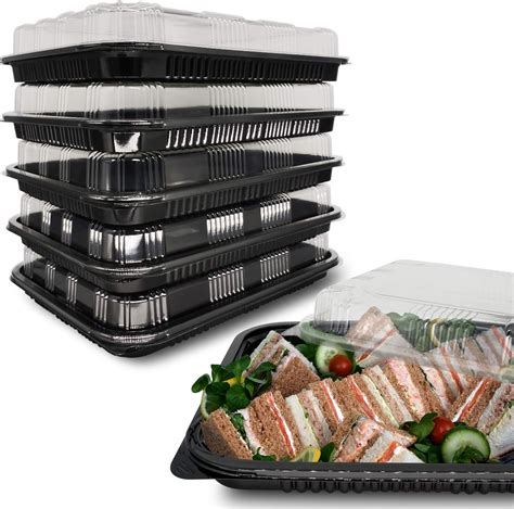 Reusable Buffet Catering Sandwich Trays With Clear Plastic Lids Cake