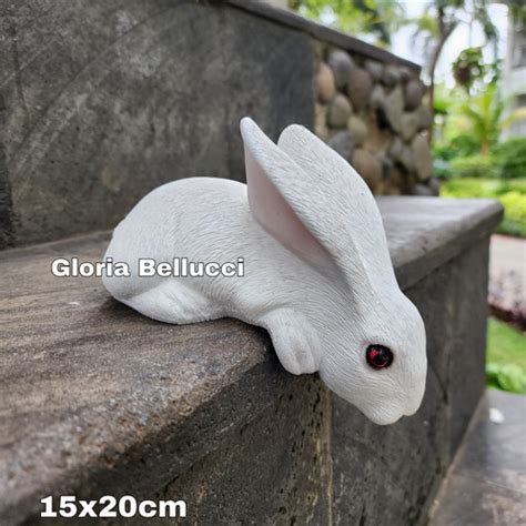 Jual Patung Kelinci Putih Tepi Pinggir Besar Pajangan Rabbit Sudut