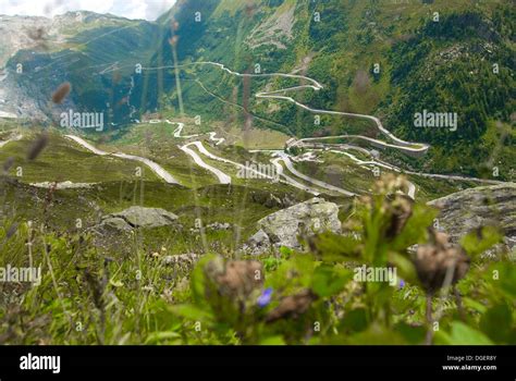 view to Furka Pass Switzerland Stock Photo - Alamy