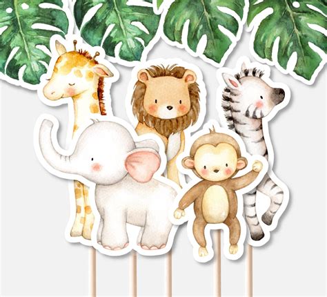 Printable Jungle Animals Centerpieces Safari Birthday Party Etsy