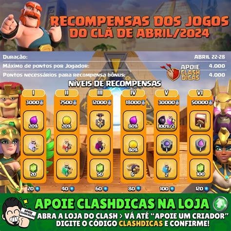 Recompensas Dos Jogos Do Clã 22 à 28 De Abril2024 Clash Of Clans Dicas