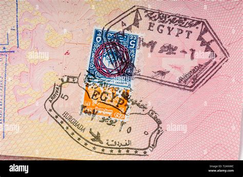 Vintage 2001 Egypt Visa Border Stamp In Passport Page Stock Photo Alamy