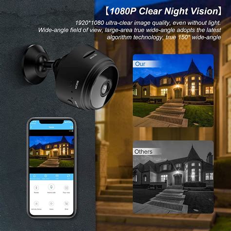 Мини WiFi камера за наблюдение 1080p, MorFansi, Нощно виждане, Сензор ...