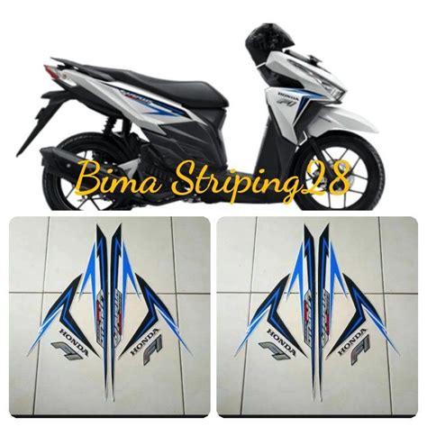 STIKER STRIPING LIS BODY VARIO TECHNO 125 LED TAHUN 2016 WARNA PUTIH