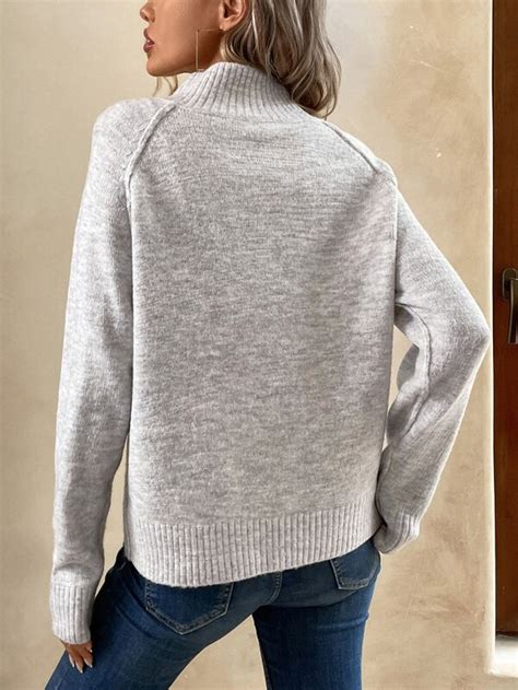 Shein Lune Half Button Raglan Sleeve Sweater Shein Usa