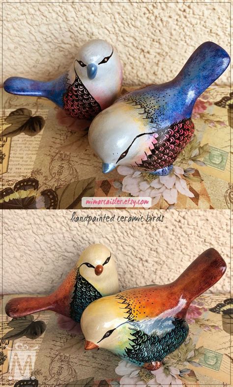 Hand Painted Ceramic Birds Unique House Warming Gift Love Birds