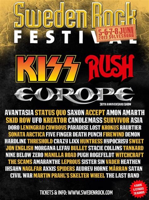 M S Confirmaciones Para La Pr Xima Edici N Del Sweden Rock Festival