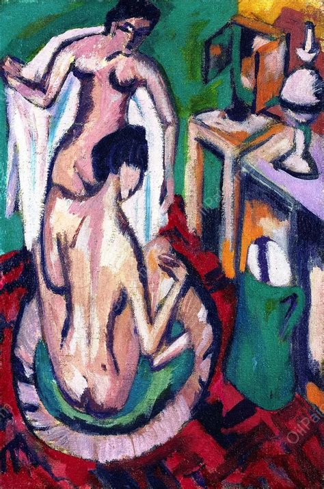 Two Naked Girls In A Flat Pan Ernst Ludwig Kirchner Oil Paintings