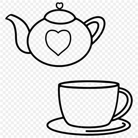 Cup And Teapot Tea Drawing Cup Drawing Pot Drawing Png Transparent