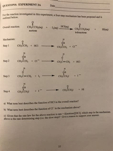 Solved Questons Experiment A Date For The Reaction Chegg