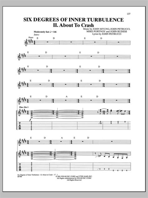 Six Degrees Of Inner Turbulence II About To Crash Sheet Music By