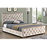 Mm08enn New Stylish Crushed Velvet Upholstered Glitter Bed Frame In