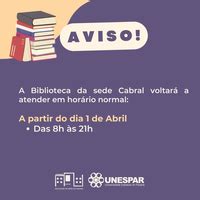 Comunicado Sobre O Funcionamento Da Biblioteca Da Sede Cabral