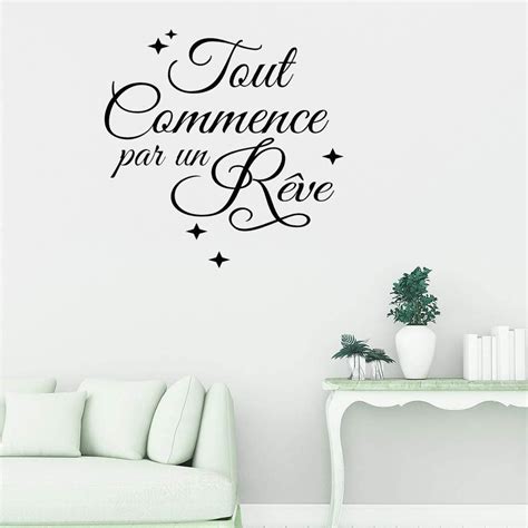 Tout commence par un reve Stickers Muraux Décor À La Maison Chambre