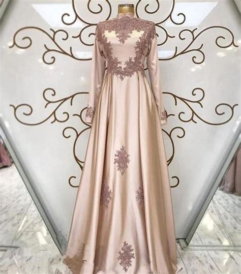 2020 Formal Islam Muslim Evening Dresses Long Sleeves High Neck A Line