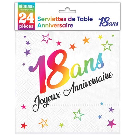 24 SERVIETTES METAL 18ANS MULTICOLORE Ouest Fetes