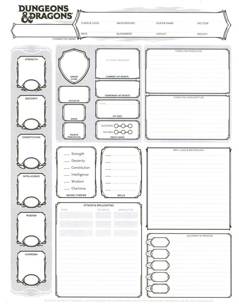 Dungeons And Dragons Printable Sheets