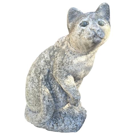 English Cast Stone Cat Statue At 1stdibs Garden Cat Statues Stone