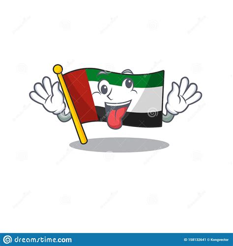 Crazy Flag United Arab Emirates In Character Stock Vector