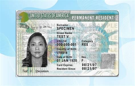 USA Permanent Resident Card Template Green Card