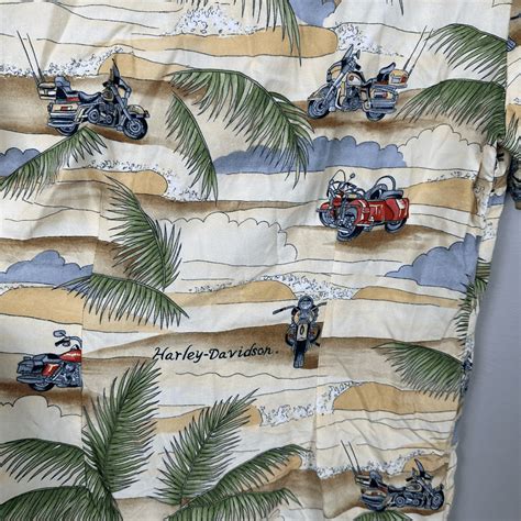 Harley Davidson Hawaiian Tropical Beach Printed Butto Gem