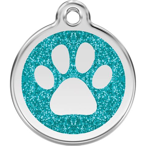 M Daille Chien Avec Gravure Paillettes Bleue Turquoise Motif Patte