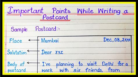 Important Points While Writing A Postcard In English How To Write