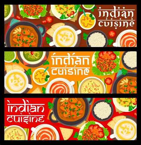 Indian Food Restaurant Meals Horizontal Banners 23557079 Vector Art At