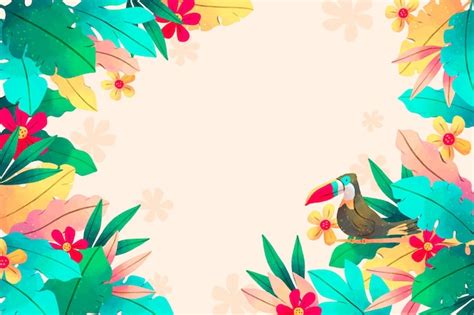 Fondo De Verano Tropical Acuarela Con Vegetaci N Vector Premium