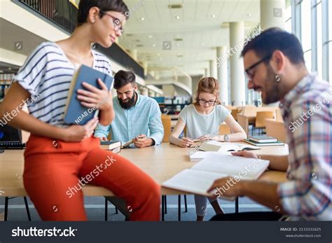 Happy Group Students Studying Working Together Stock Photo 2133331625