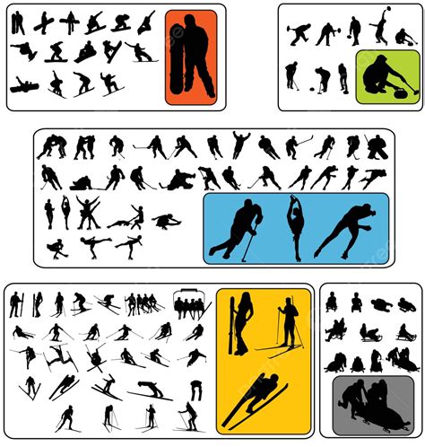 Large Wintersport Silhouettes Collection Skating Travel Trick Vector