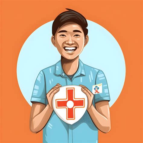 Premium Ai Image A Cartoon Of A Man Holding A Cross And A Red Cross