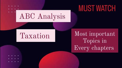 Abc Analysis Taxation Ca Inter Most Important Topics In Every