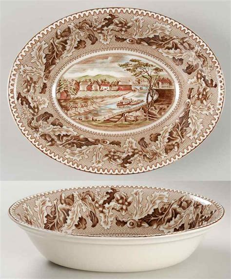 Historic America Brown Multicolor 9 Oval Vegetable Bowl By Johnson