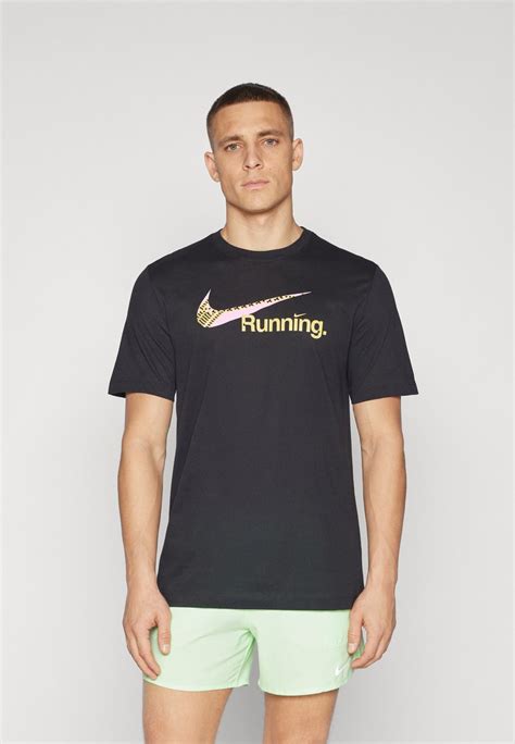 Nike Performance Tee Run Sport T Shirt Black Zwart Zalando Be