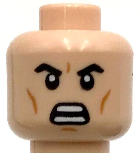 Lego New Light Nougat Minifigure Head Dual Sided Frown Left Eyebrow