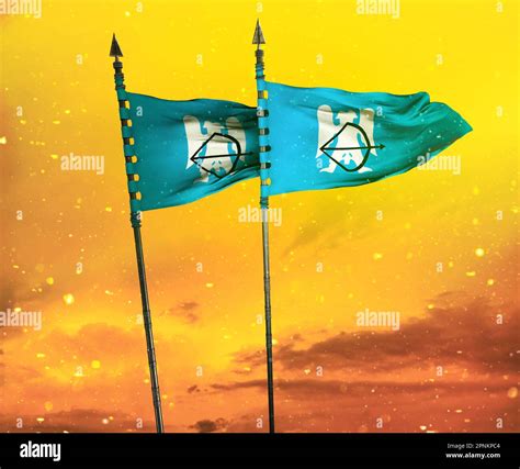 A Digital Illustration Of A Flag Of The Seljuk Empire Waving Against A