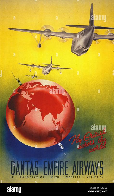 Qantas Empire Airways Vintage Travel Poster Stock Photo Alamy