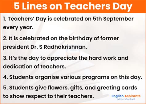 10 Lines On Teachers Day In English 5 Lines On Teachers Day