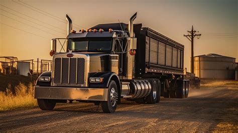 There Is A Large Semi Truck Driving Down A Dirt Road Generative Ai