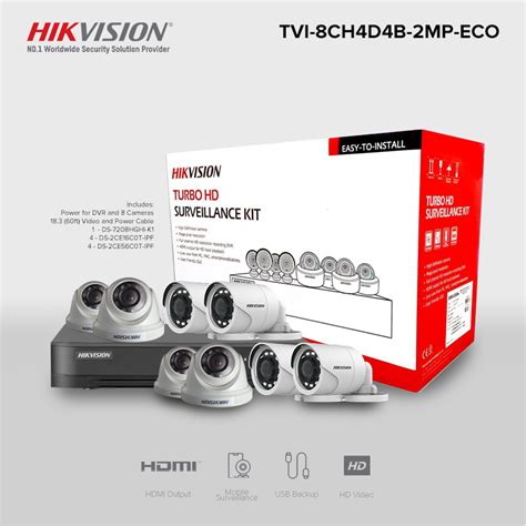 Model TVI 8CH4D4B 2MP Eco Hikvision Brand CCTV DIY Package 2mp 8