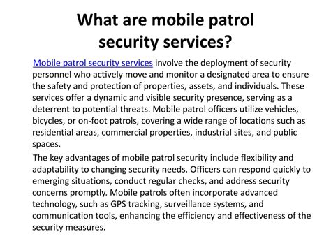 Ppt Mobile Patrol Security Vs Static Security Services Powerpoint