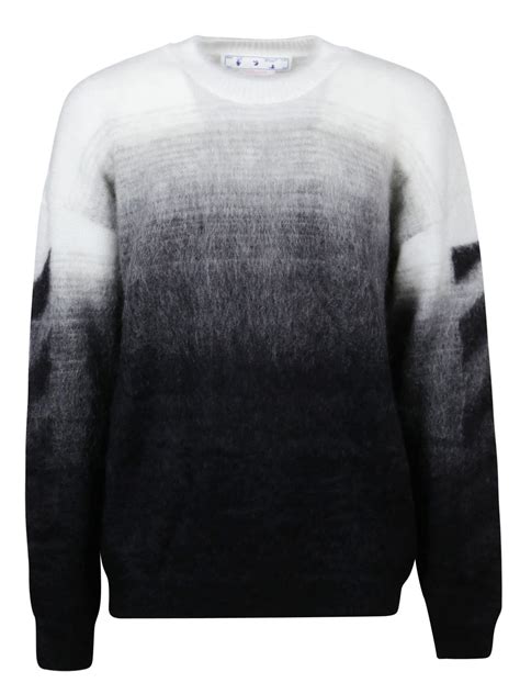 Off White C O Virgil Abloh Diag Arrow Brushed Knit Sweater In Gray For