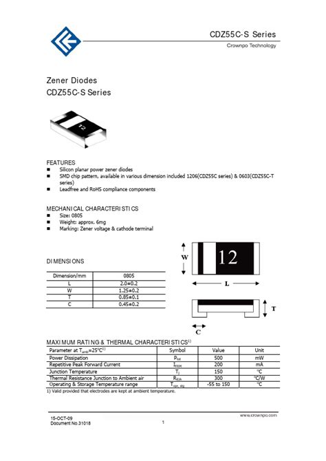 Cdz C T Datasheet Silicon Planar Power Zener Diodes