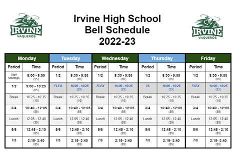 Bell Schedule Irvine High School