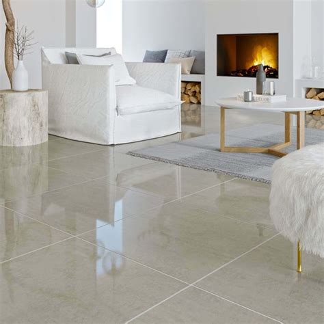 Lounge Light Grey Polished Stone Effect Floor Tiles