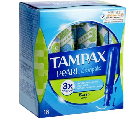 TAMPAX Compak Pearl Super Гигиенические тампоны с аппликатором, 3 капли ...