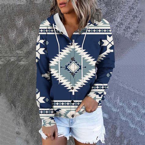 Womens Aztec Quarter Zip Aztec Print Hoodie For Women 1 4 Zipper